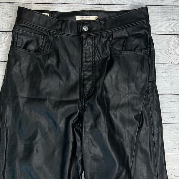 Levi's Premium Women's Faux Leather Ribcage Straight Leg Pants  Black Size 30 - Picture 6 of 11